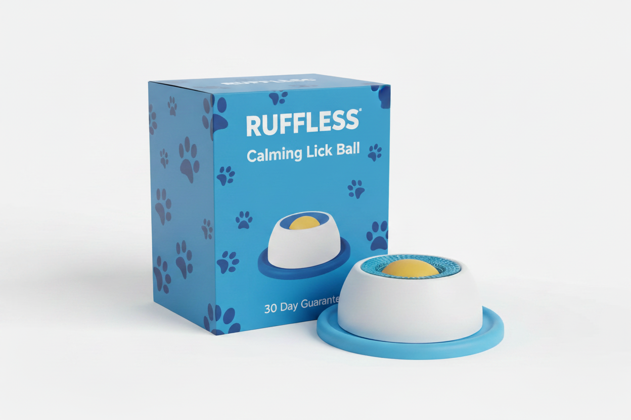 Ruffless Calming Lick Ball - Blue Version with Branded Packaging
